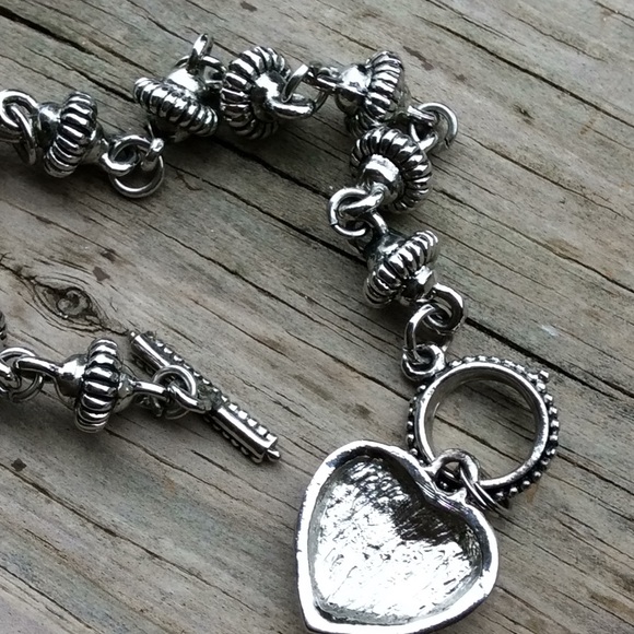 Vintage Heart Bracelet, Toggle Clasp - Picture 5 of 11